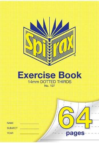 Exercise Book A4 64 Page 14mm Dotted Thirds #107 Spirax
